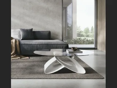 Tavolino ovale Eclipse con piano in vetro e base in poliuretano di Target Point