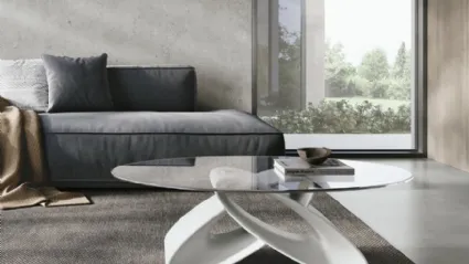 Tavolino ovale Eclipse con piano in vetro e base in poliuretano di Target Point