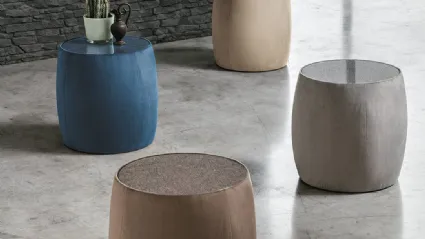 Tavolino Pouf Lepanto con top in vetro e rivestimento in tessuto di Target Point