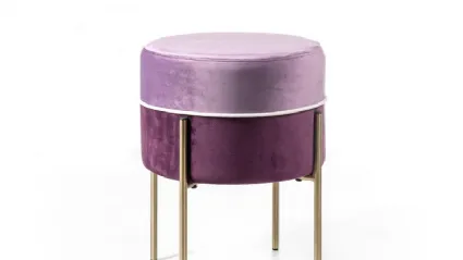 Pouf Burmy in velluto viola e lilla con struttura in metallo di Stones