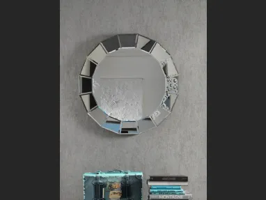 Specchio rotondo moderno con cornice a specchio in vetro argentato Menta di Stones