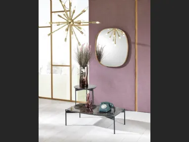 Specchio Cassia in vetro argentato e metallo bronzato di Stones