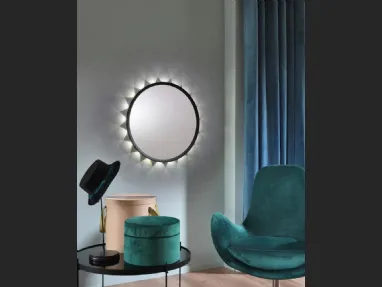 Specchio da parete con luce LED e cornice in alluminio color antracite Oled di Stones