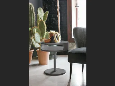 Tavolino rotondo Tapao in laccato opaco con gamba in metallo verniciato di Target Point