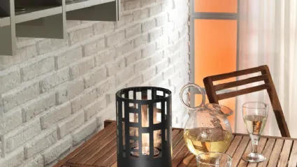 Biocamino Lanterna da tavolo Harbour in metallo verniciato e vetro temprato di Stones