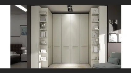 Armadio con ante battenti a doppio angolo in melaminico AB10 di Moretti Compact