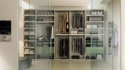 Cabina Armadio in laminato quarzo e laccato flora NC402 di Moretti Compact