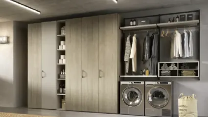 Cabina armadio Orion O425 in rovere miele e laccato di Moretti Compact Giorno Notte