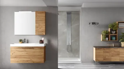 Mobile da Bagno sospeso in melaminico Rovere Cortina 46 08 di Arcom