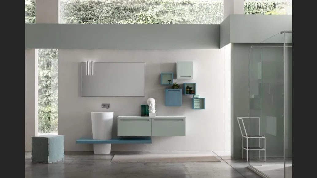 Mobile da Bagno sospeso in laccato opaco The verde Rush 29 di Arcom