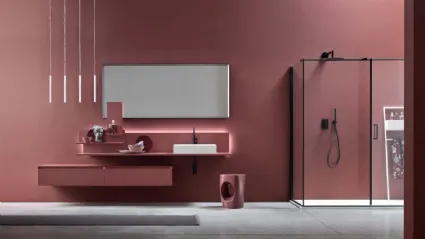 Mobile da Bagno sospeso di design Dafne 01 in laccato opaco di Arcom