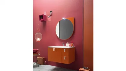 Mobile da Bagno sospeso laccato opaco con maniglia applicata sul frontale E-Ly 52 di Arcom