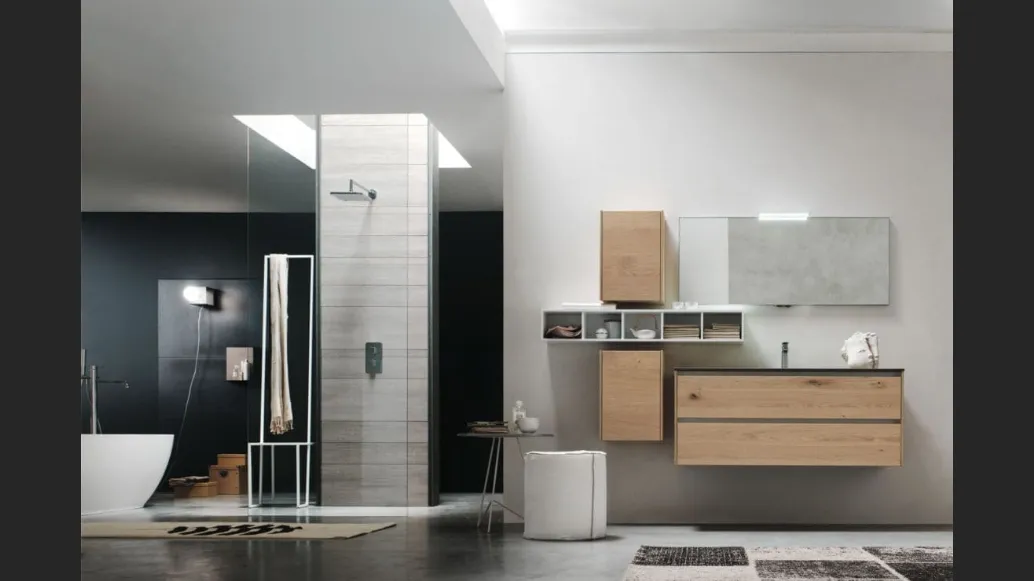 Mobile da Bagno sospeso in Rovere naturale Escape 23 di Arcom