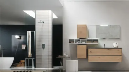 Mobile da Bagno sospeso in Rovere naturale Escape 23 di Arcom