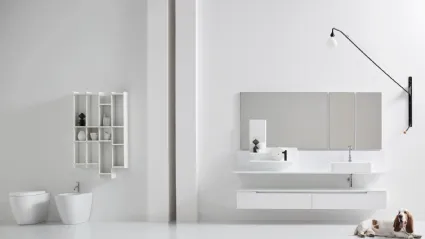 Mobile da Bagno sospeso laccato Bianco opaco Gold 12 di Arcom