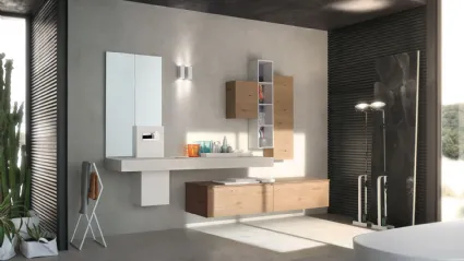 Mobile da Bagno sospeso La Fenice 15 in Rovere nodato naturale con top in Ecomalta di Arcom