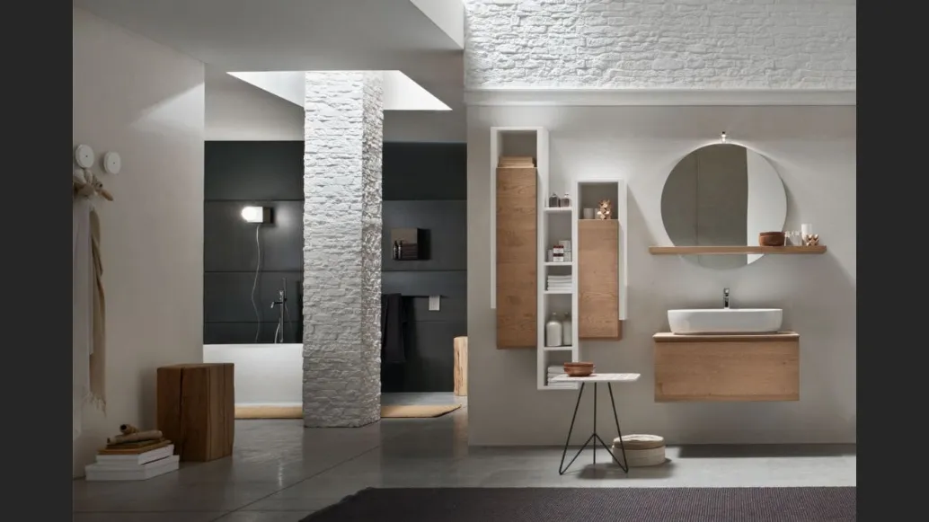 Mobile da Bagno sospeso in rovere naturale Soul 01 di Arcom