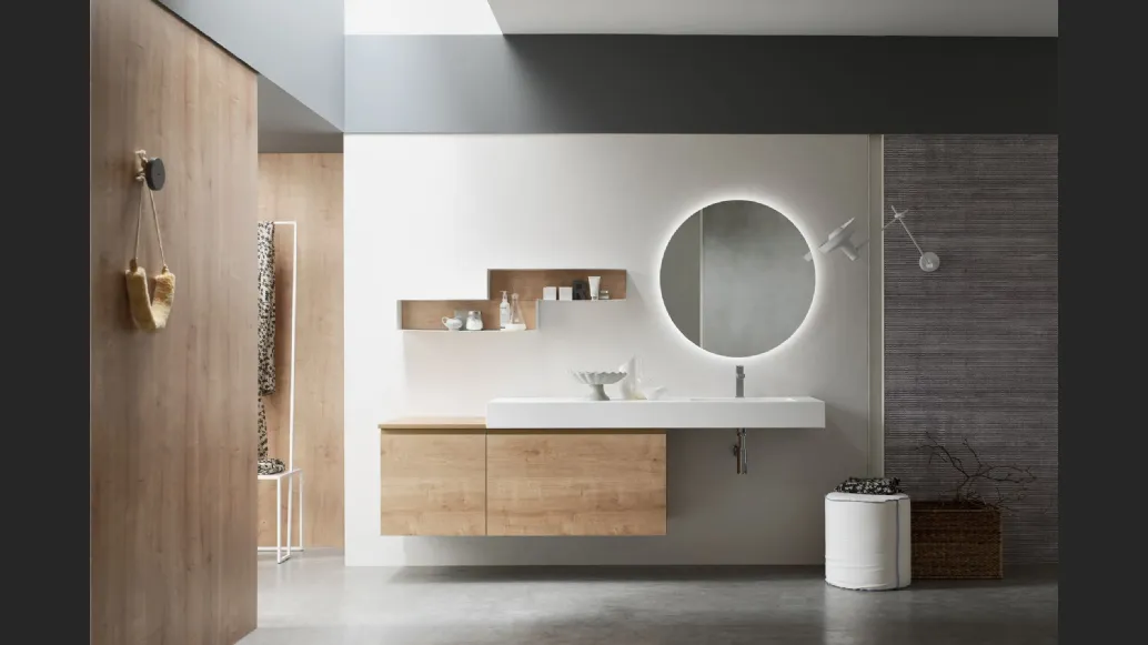 Mobile da Bagno sospeso in Rovere naturale Soul 69 di Arcom