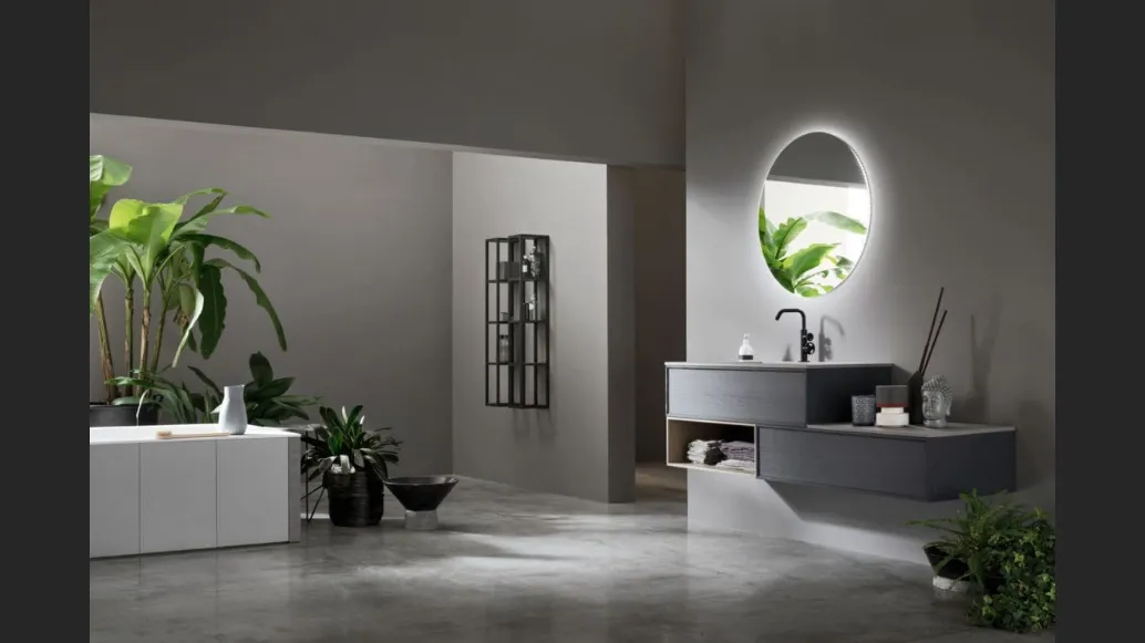 Mobile da Bagno sospeso in Frassino Grigio ombra Vanity 11 di Arcom