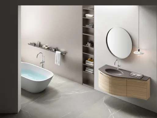 Mobile da Bagno sospeso in laccato Bianco opaco E-45 08 di Arcom