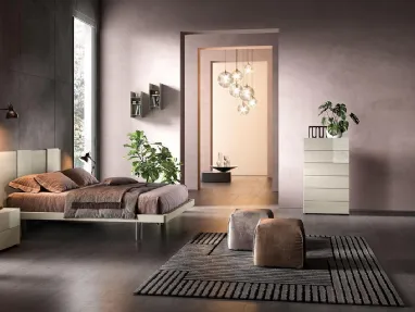 Letto in legno con testiera E03 Spot e Alfa di Mercantini