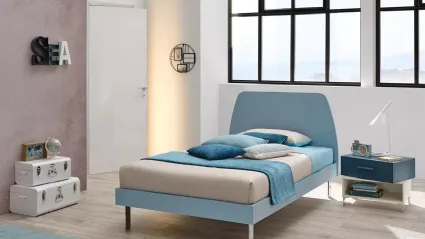 Letto a una piazza e mezza con testiera Cake in laccato opaco Cielo SC107 di Moretti Compact