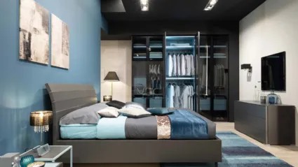 Letto in laccato grafite con testiera MC039 di Moretti Compact