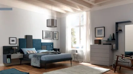 Letto con testiera asimmetrica in tessuto NC102 Moretti Compact