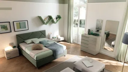 Letto in ecopelle con testiera NC104 di Moretti Compact