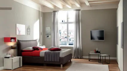 Letto con testiera in ecopelle Ardesia NC106 di Moretti Compact