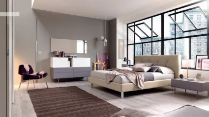 Letto in ecopelle con testiera trapuntata NC107 di Moretti Compact