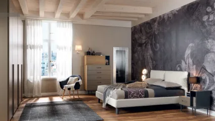 Letto con testiera imbottita in ecopelle NC111 Moretti Compact