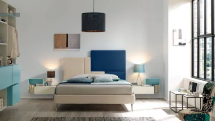 Letto con testiera asimmetrica in ecopelle NC113 di Moretti Compact