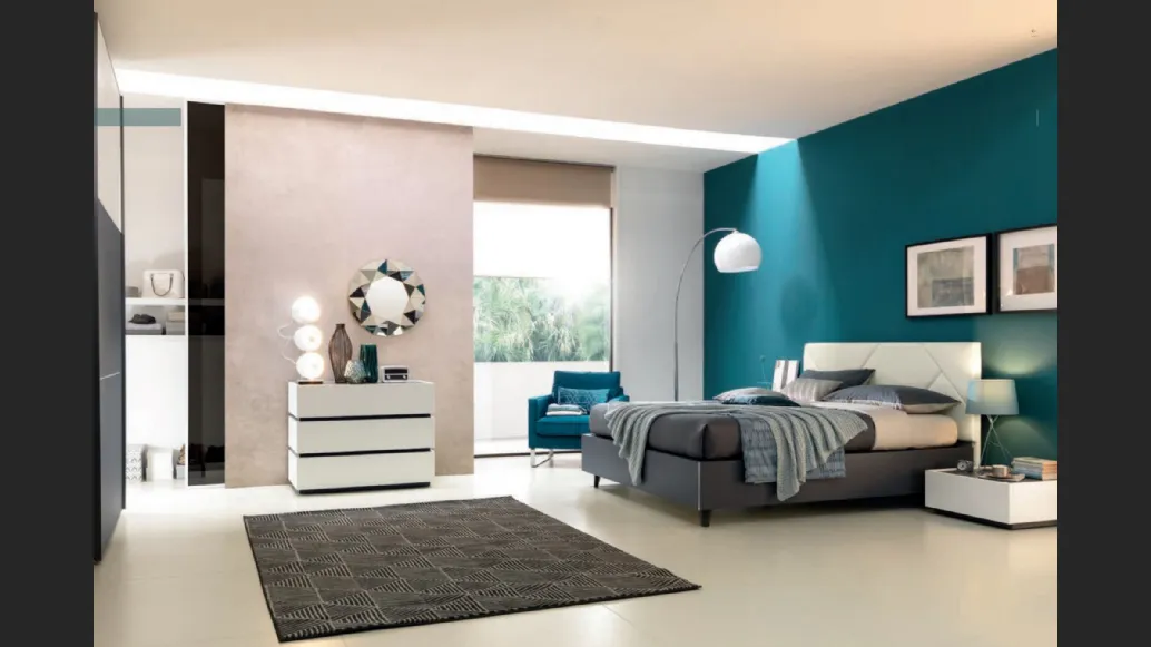 Letto con testiera in ecopelle Bianco Artico NC115 Moretti Compact