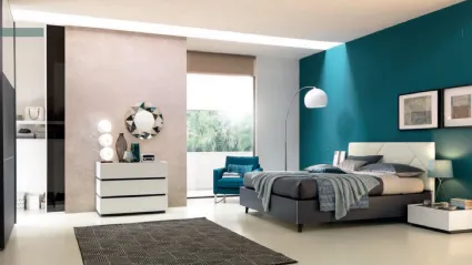Letto con testiera in ecopelle Bianco Artico NC115 Moretti Compact