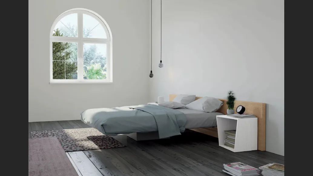 Letto autoportante Opera 1425/65 in legno di abete spazzolato di Fratelli Mirandola