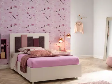 Letto ad una piazza e mezza in melaminico bianco e testiera originale SC108 di Moretti Compact