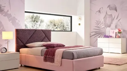 Letto a una piazza e mezza in tessuto con testiera SC213 di Moretti Compact