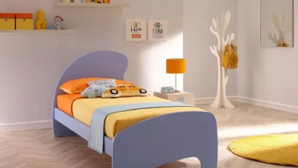 Letto singolo in laccato opaco con testiera Hat SC111 di Moretti Compact