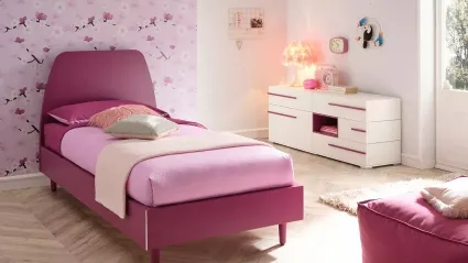 Letto in laccato Lampone con testiera Cake SC116 di Moretti Compact