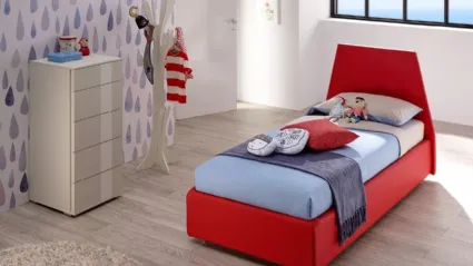 Letto singolo rivestito in ecopelle con testiera Peak SC205 di Moretti Compact