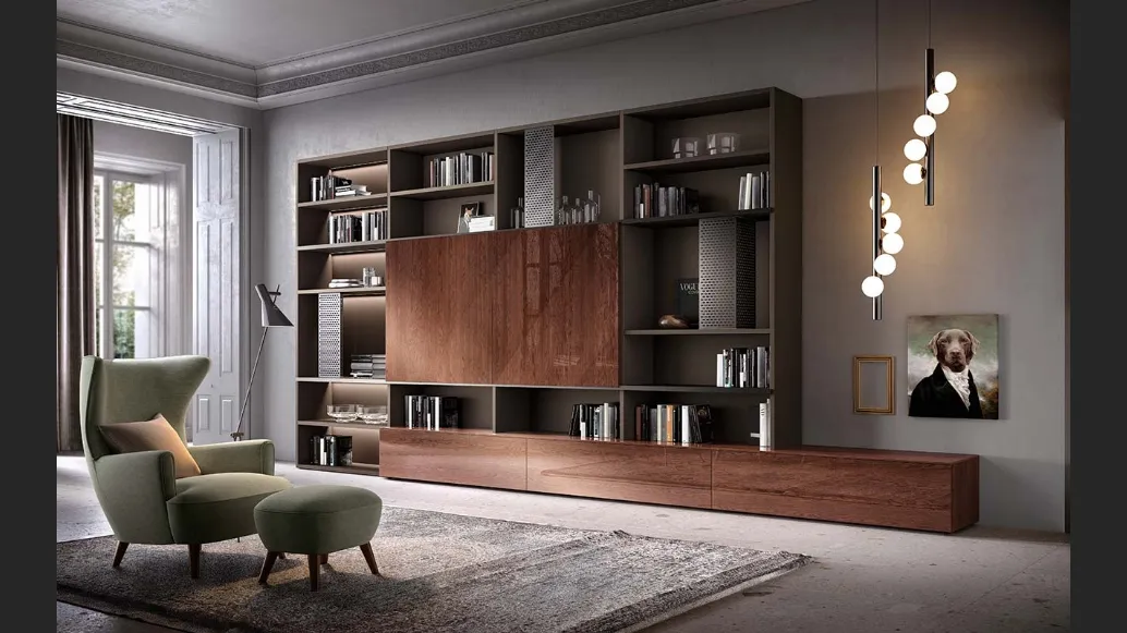 Libreria a muro Kosmos KL207 in legno di Mercantini
