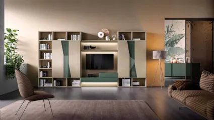 Libreria a muro Kosmos KL209 in laccato opaco di Mercantini