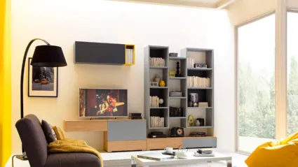 Libreria sospesa in laccato grigio LV105 di Moretti Compact