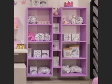 Libreria sospesa in laccato lilla MC034 di Moretti Compact