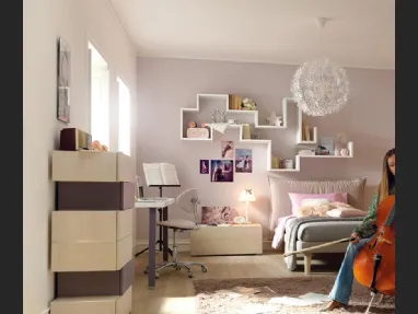 Libreria sospesa in laccato bianco YC306 Moretti Compact