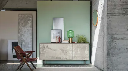 Madia Giunone in laminato con inserto in Gres porcellanato effetto marmo di Target Point