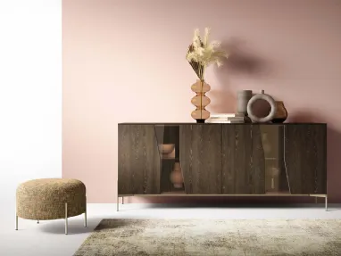 Madia Kosmos KM310 in legno e vetro di Mercantini