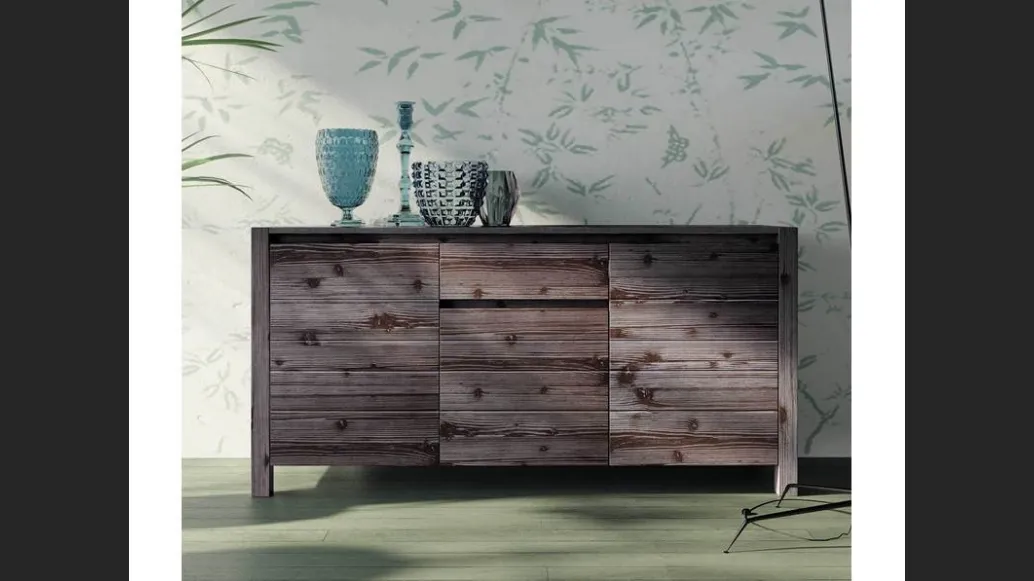 Madia bassa Londra Art 1102 in legno laccato gessato chiaro di Fratelli Mirandola