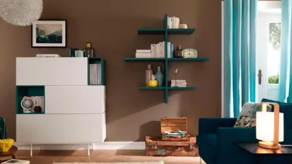 Madia giovane e versatile con cassettoni in laccato opaco bianco LV202 di Moretti Compact